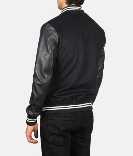 Striped Hybrid Varsity Black Jacket,Striped Black,Varsity Black,Hybrid Black Jacket