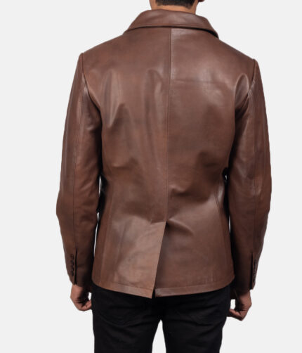 Bailey Brown Leather Naval Peacoat