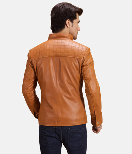 Men's Tan Biker Leather Jacket