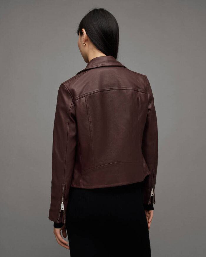 Dalby Maroon Biker Leather Jacket