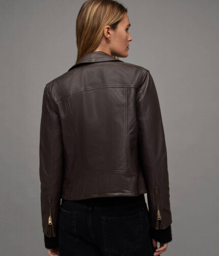 Women's Brown Moto Leather Jacket,