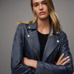 Dalby Navy Slim Leather Jacket