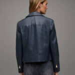 Dalby Navy Slim Leather Jacket