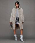 Women's Grey Reversible Shearling Coat