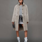 Women's Grey Reversible Shearling Coat