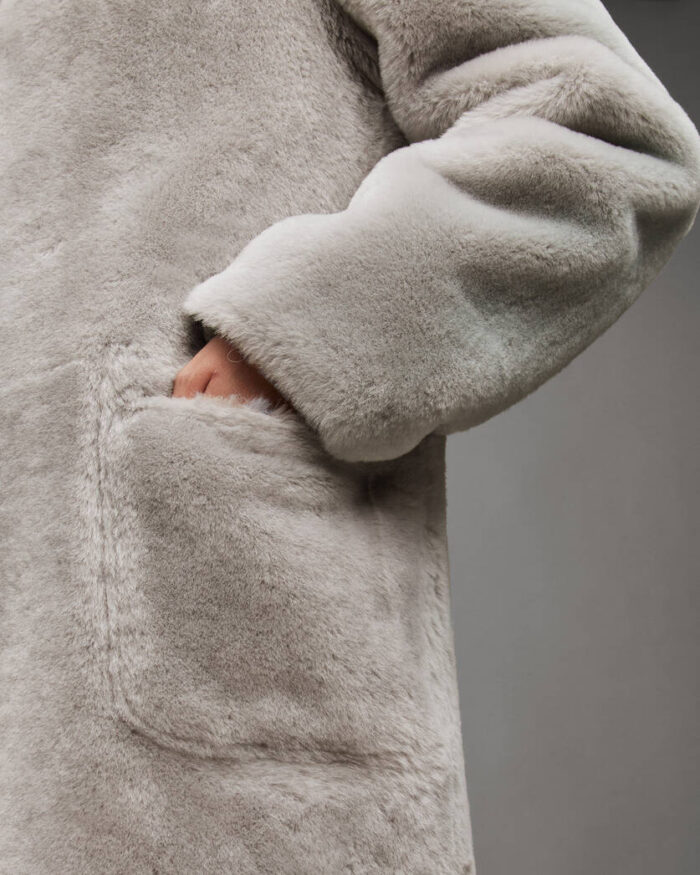 Women's Grey Reversible Shearling Coat