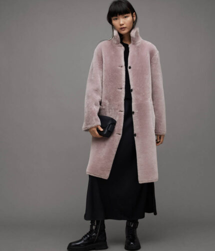 Women's Pink Shearling Coat,