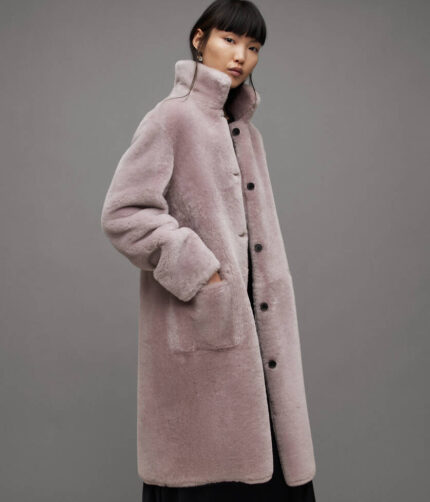 Women's Pink Shearling Coat