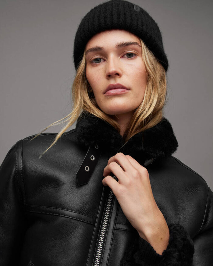 Lorel Black Shearling Flying Jacket