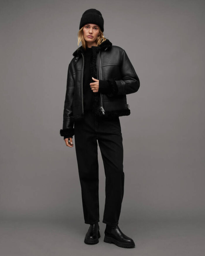 Lorel Black Shearling Flying Jacket, lorel jacket, shearling jacket, black jacket,lorel shearling jacket, lorel black jacket, flying jacket, lorel flying jacket,black shearling jacket,weleatherjacket