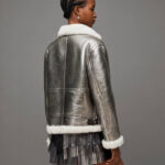 Women's Silver Shearling Flying Jacket