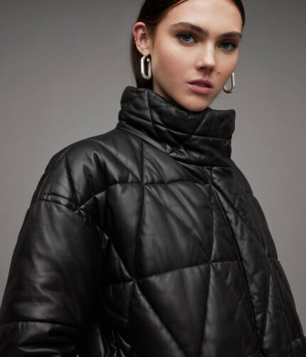 Women's Leather Puffer Coat