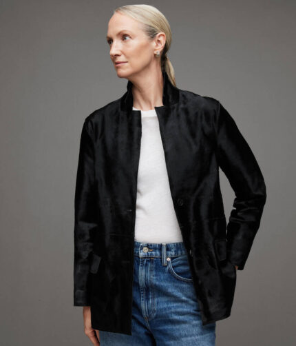 Black Corinna Atlas Leather Blazer Jacket,corinna jacket, corinna atlas jacket,blazer jacket, leather jacket, black leather jacket, black jacket, black blazer jacket, corinna jacket, corinna, atlas jacket,black atlas jacket, weleatherjacket