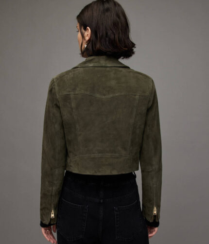 Women's Suede Green Leather Jacket