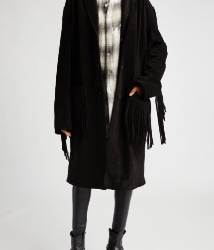 Suede Coat , Fringe Suede Coat, Coat Oversized, Fringe Suede Coat Oversized