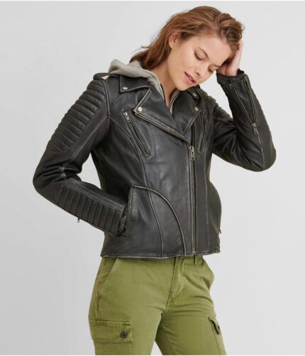 Women's Black Quilted Leather Jacket