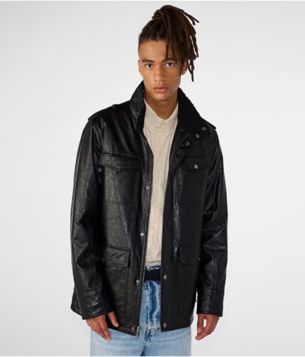 Men's Four-Pocket Leather Jacket,men's jacket, men's leather jacket, men's black leather jacket, men's blazer jacket, black jacket, men's black jacket,Puffer jacket,men's leather puffer jacket, men's faux leather jacket,four-pocket leather jacket, men's four-pocket jacket, four-pocket jacket, weleatherjacket