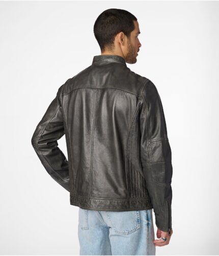 Brent Black Leather Moto Jacket,