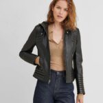 Women's Biker Hooded Leather jacket, Women's Biker Hooded Leather jacket, weleatherjacket