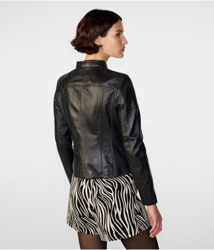 Caitlin Black Scuba Leather Jacket