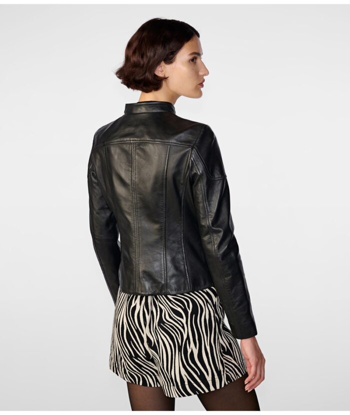 Caitlin Black Scuba Leather Jacket