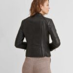 Women's Quilted Racing Leather Jacket,