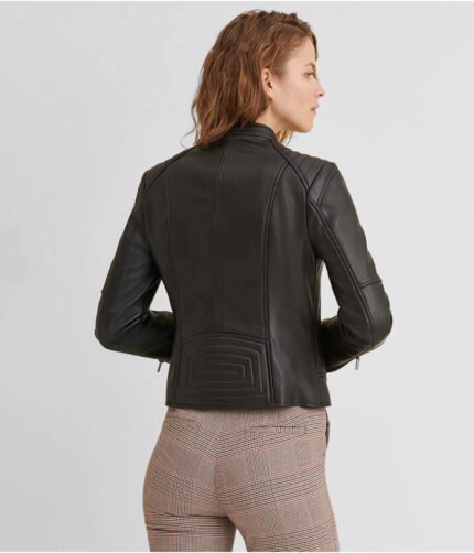 Women's Quilted Racing Leather Jacket,