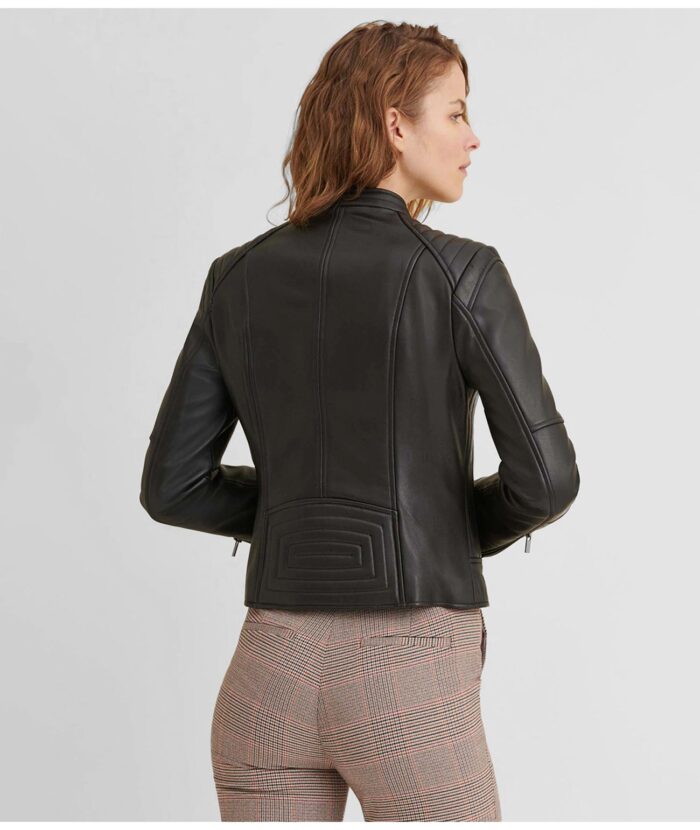 Women's Quilted Racing Leather Jacket,