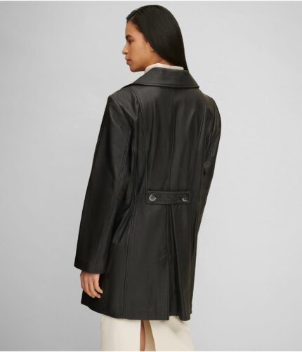 Women's Black Leather Coat,