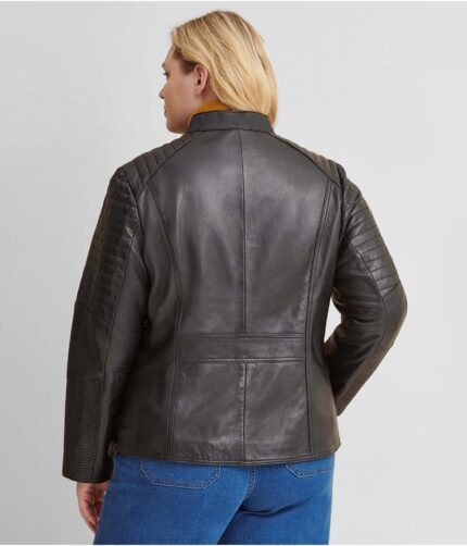 Women's Black Quilted Leather Jacket,