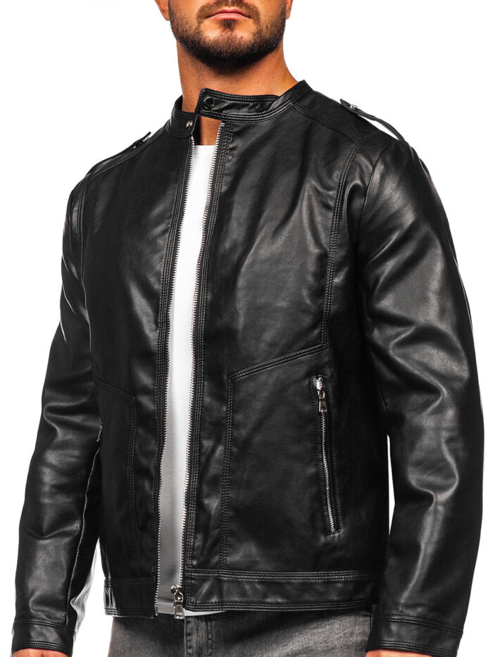 Men's Black Zipper Leather Jacket