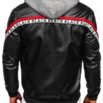 Men's Black-Red Hooded Leather Jacket