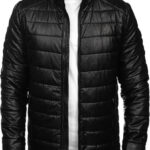 Men's Black Polyester Biker Jacket