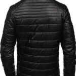 Men's Black Polyester Biker Jacket