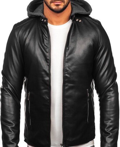 Men's Hooded Leather Jacket, hooded jacket, men's hooded jacket, hooded leather jacket,men's jacket, men's leather jacket, leather jacket, weleatherjacket