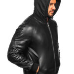 Bomber Hooded Leather Jacket