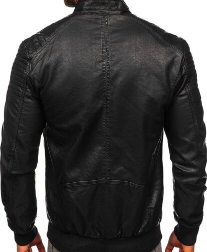 Black Men's Casual Leather Jacket