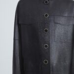 Black Four Pocket,Pocket Overcoat Leather,Black Four Pocket Overcoat Leather