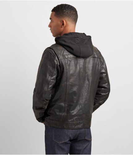 Men's Biker Hooded Leather Jacket