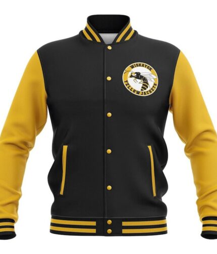 Men's Black And Yellow Varsity Jacket
