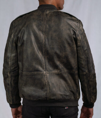 Men's Dark Brown Bomber Leather Jacket