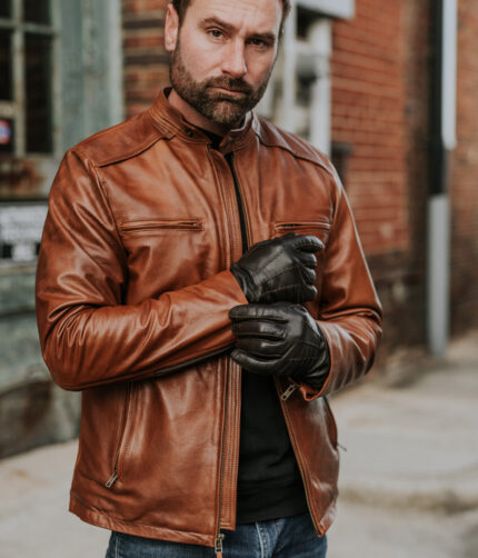 Thompson Leather Biker Jacket, Brown jacket, Brown leather jacket, biker jacket, Brown biker jacket, men's jacket, men's leather jacket,leather jacket thompson jacket, thompson biker jacket,thompson brown jacket,brown thompson jacket