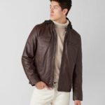 Men's Brown Removable Hood Jacket,