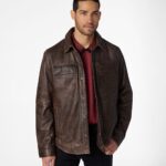 Men's Shirt Style Leather Jacket, men's jacket,men's brown jacket, men's leather jacket,leather jacket, brown leather jacket,shirt style jacket, shirt style leather jacket, shirt leather jacket, shirt jacket, weleatherjacket