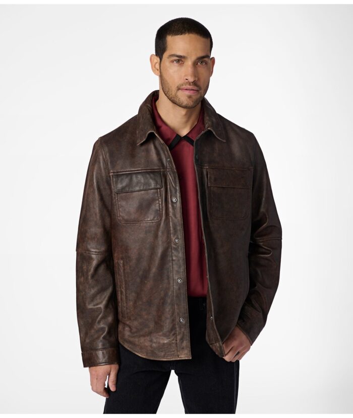 Men's Shirt Style Leather Jacket, men's jacket,men's brown jacket, men's leather jacket,leather jacket, brown leather jacket,shirt style jacket, shirt style leather jacket, shirt leather jacket, shirt jacket, weleatherjacket