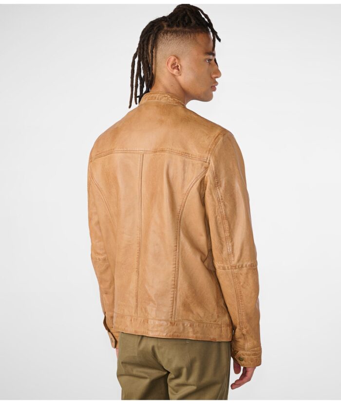 Men's Camel Riding Leather Jacket