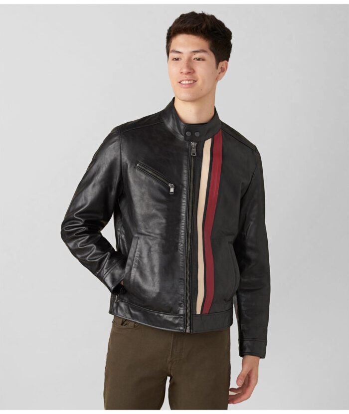 Men's Multi Stripe Leather Jacket