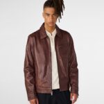 Men's Brown Collared Leather Jacket,men's jacket, men's leather jacket, Brown Jacket,Brown leather jacket, men's brown jacket, collared leather jacket, collar jacket, weleatherjacket