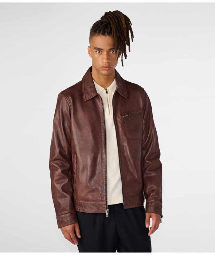 Men's Brown Collared Leather Jacket,men's jacket, men's leather jacket, Brown Jacket,Brown leather jacket, men's brown jacket, collared leather jacket, collar jacket, weleatherjacket