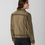 Men's Olive Button Leather jacket